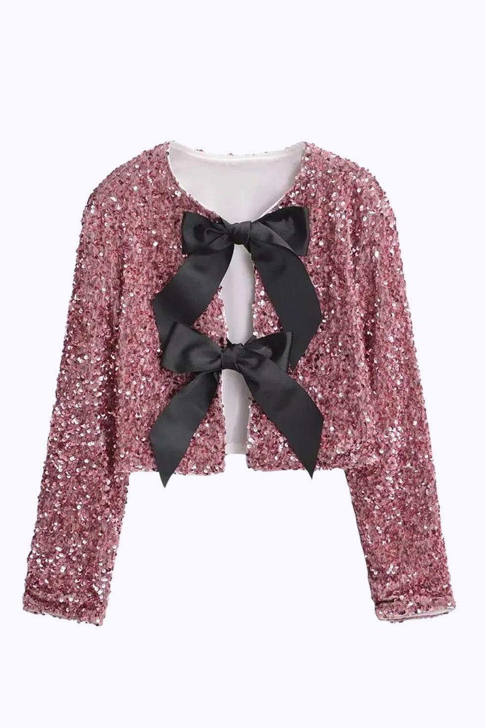 Pailletten Cardigan mit Schleifen - Sorentis