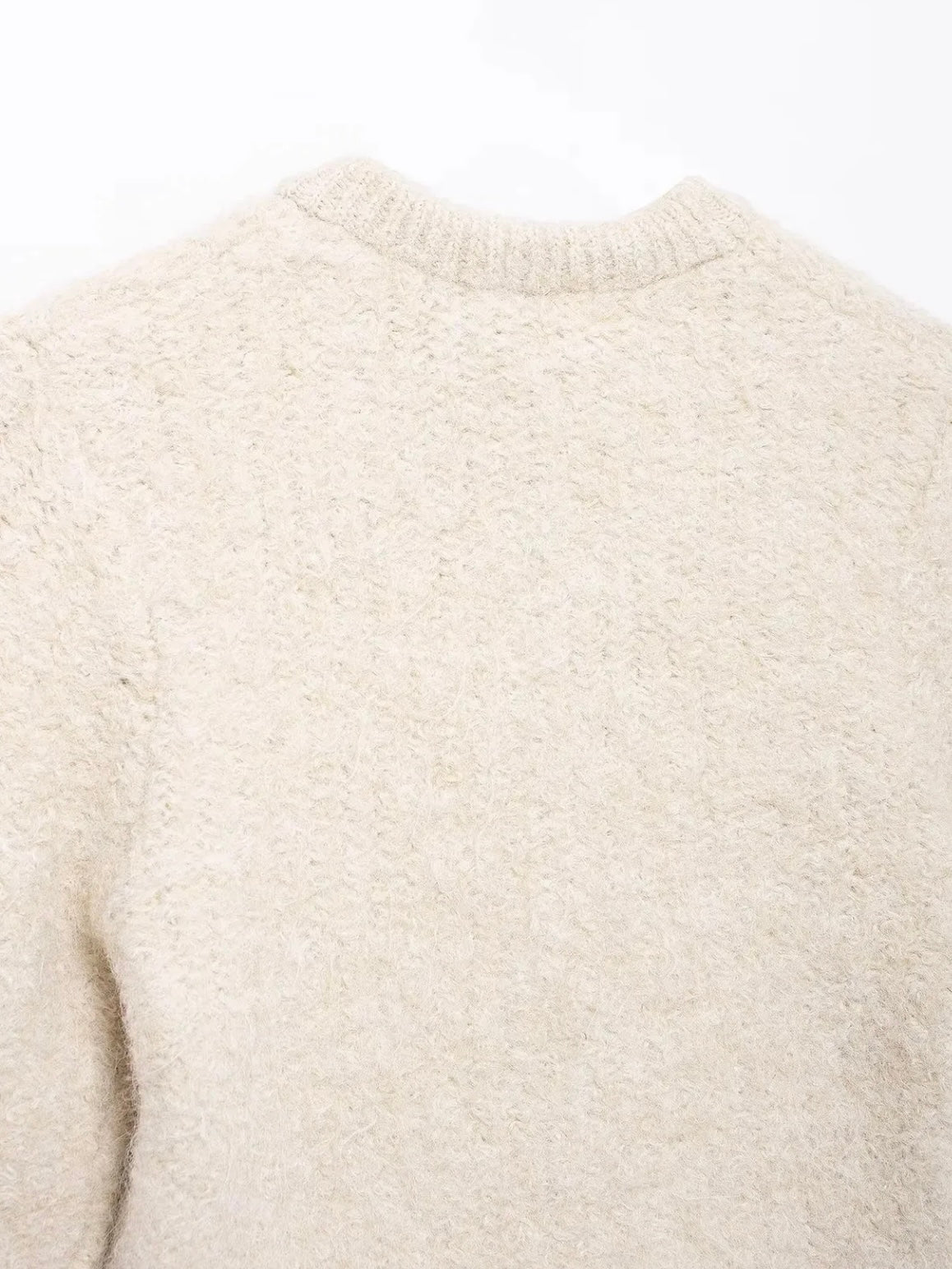 Strick Oberteil mit Schleife in Beige