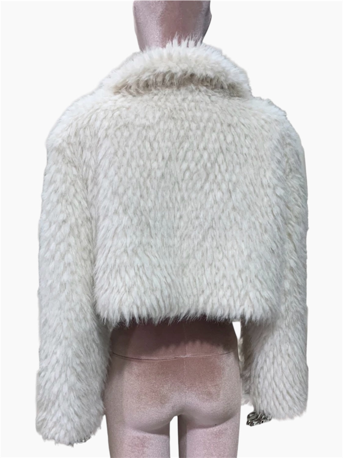 Kurzer Kunstfellmantel in Beige