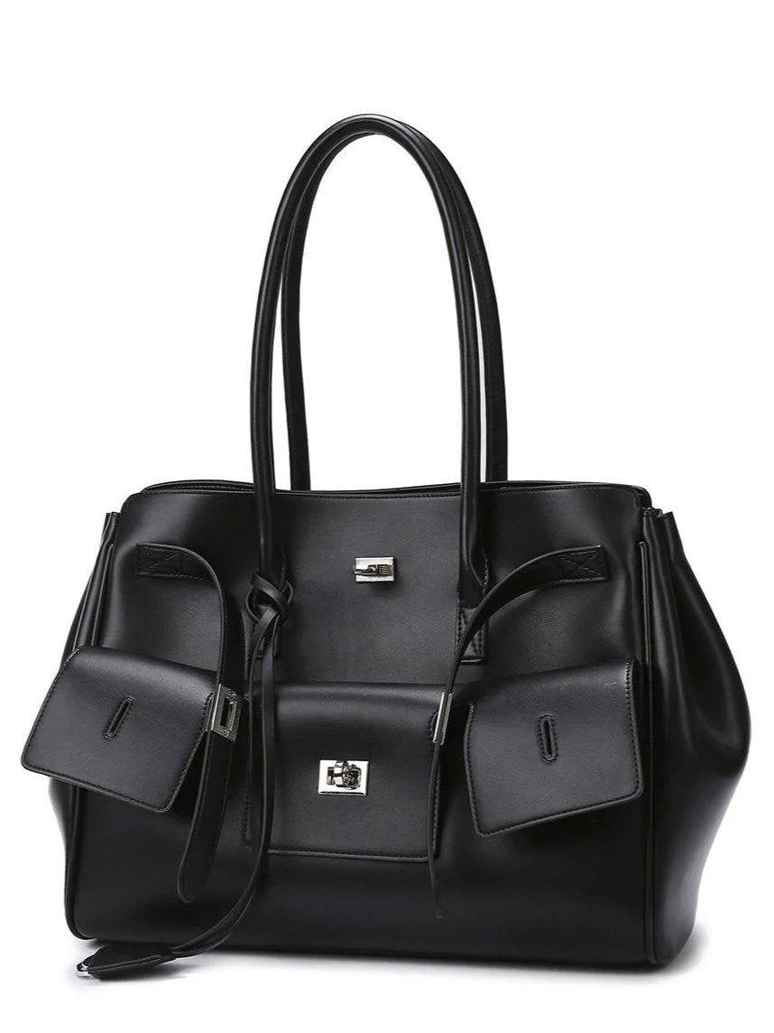 Large shopper with square buckle and silver details