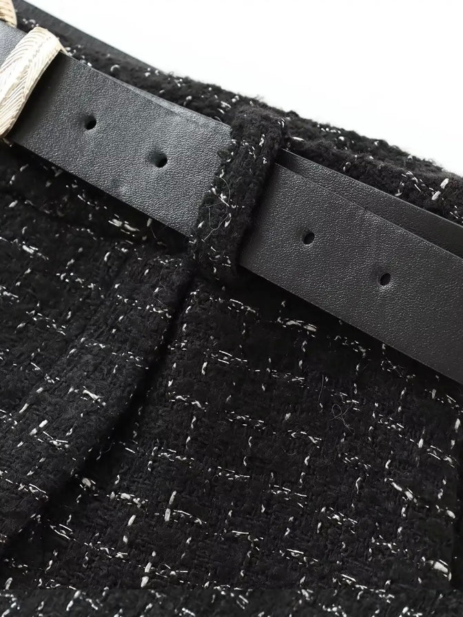 Tweed-Zweiteiler taillierte Weste mit einem Hosenrock