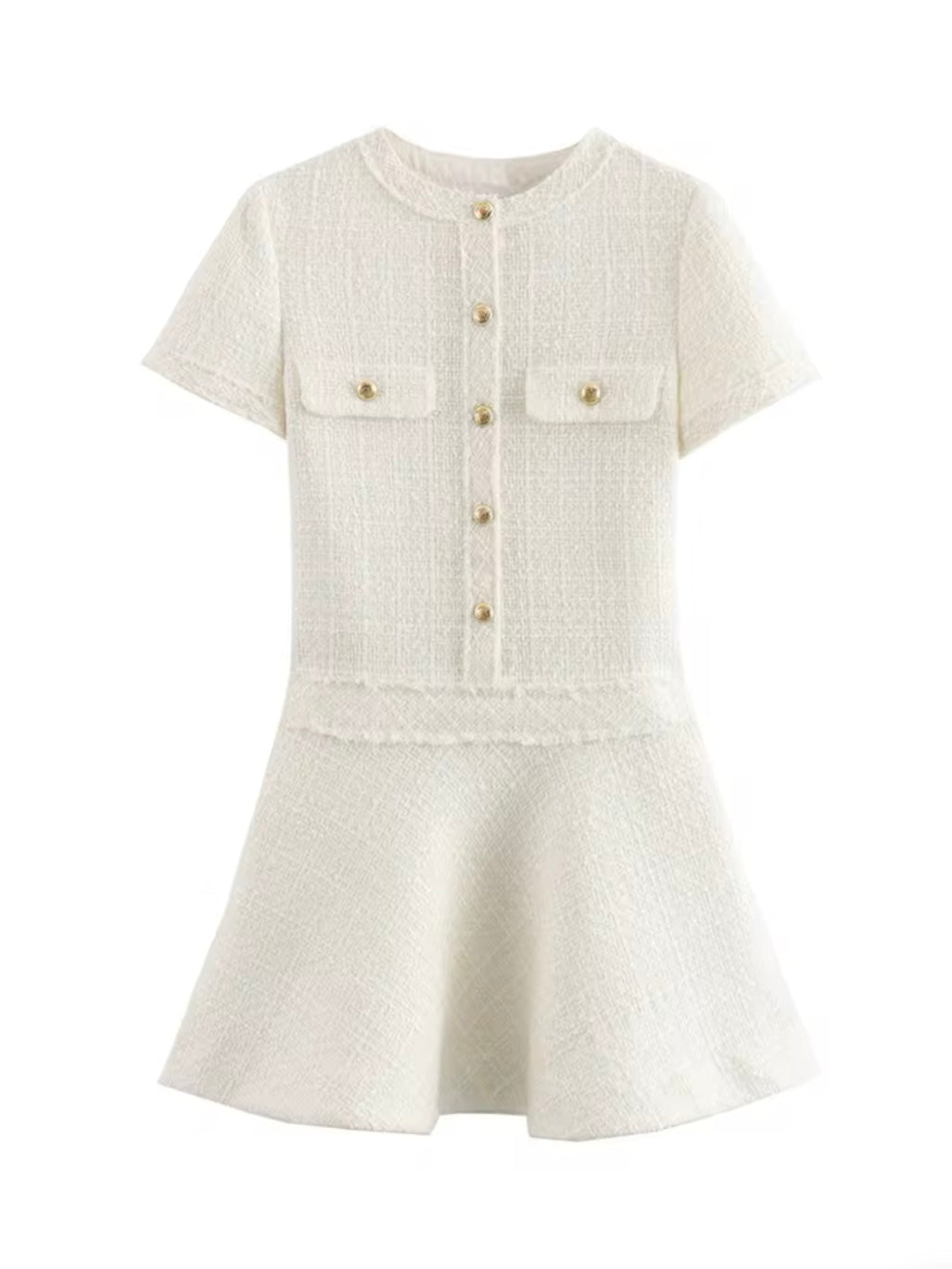 Ausgestelltes Tweed Minikleid