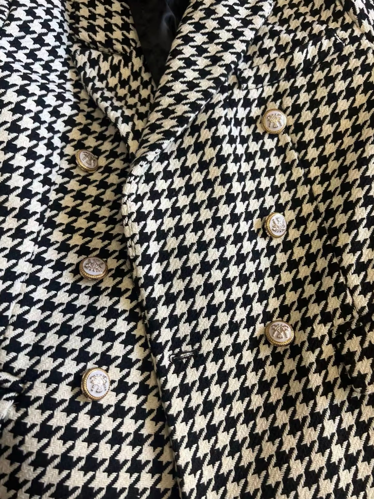 Tweed Blazer mit Hahnentrittmuster