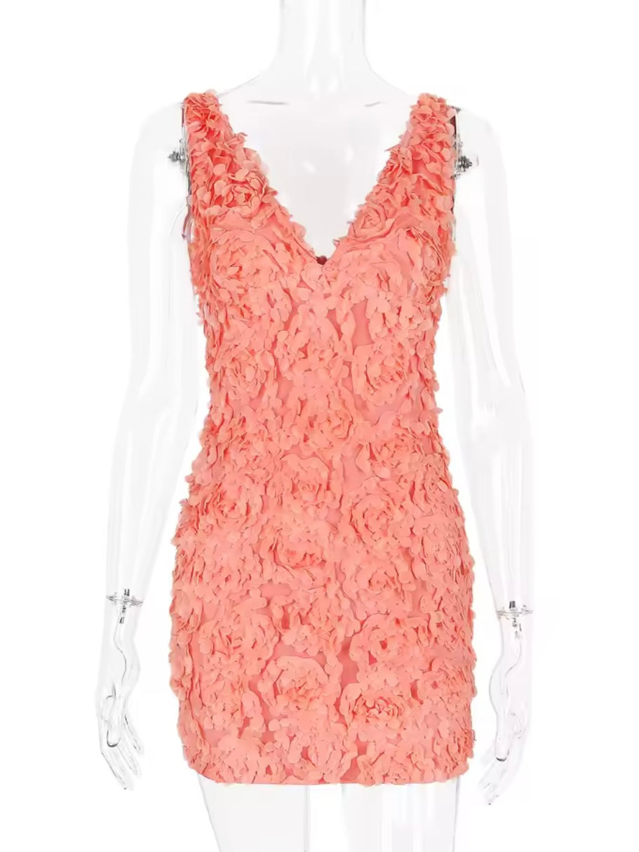 Minikleid mit 3D Blumen Applikationen
