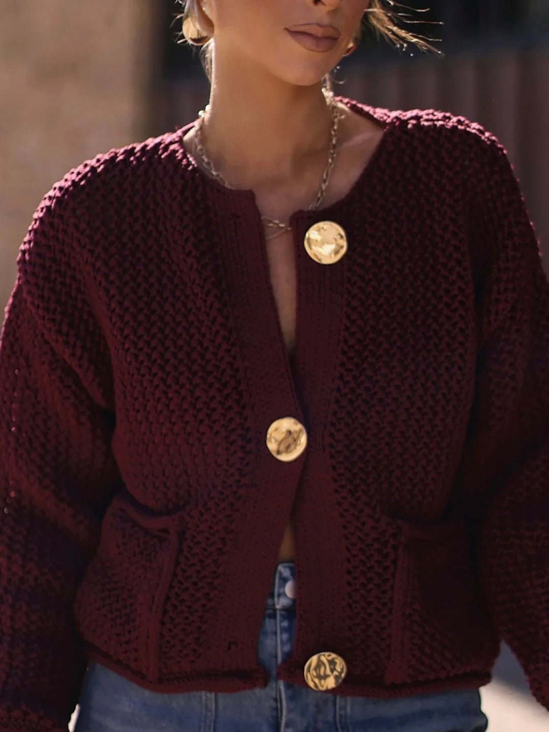 Strick Cardigan mit goldenen Knöpfen