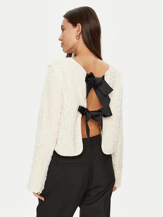 Pailletten Cardigan mit Schleifen - Sorentis
