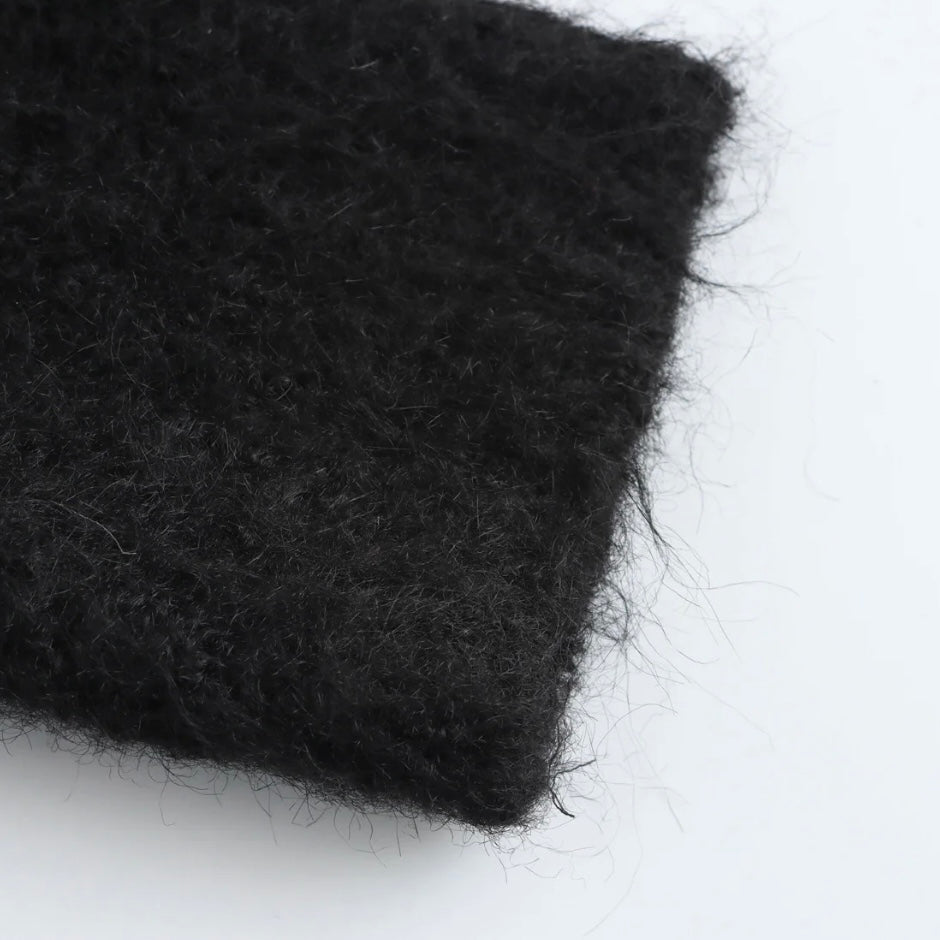 Strick Oberteil mit Schleife in Schwarz