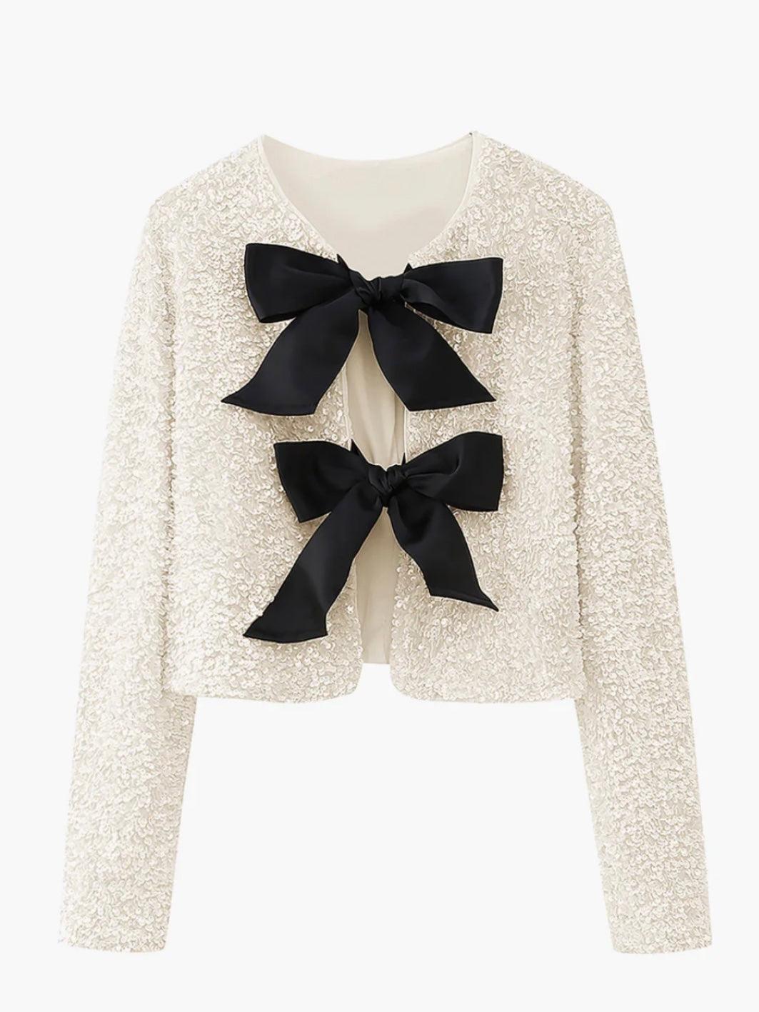 Pailletten Cardigan mit Schleifen - Sorentis