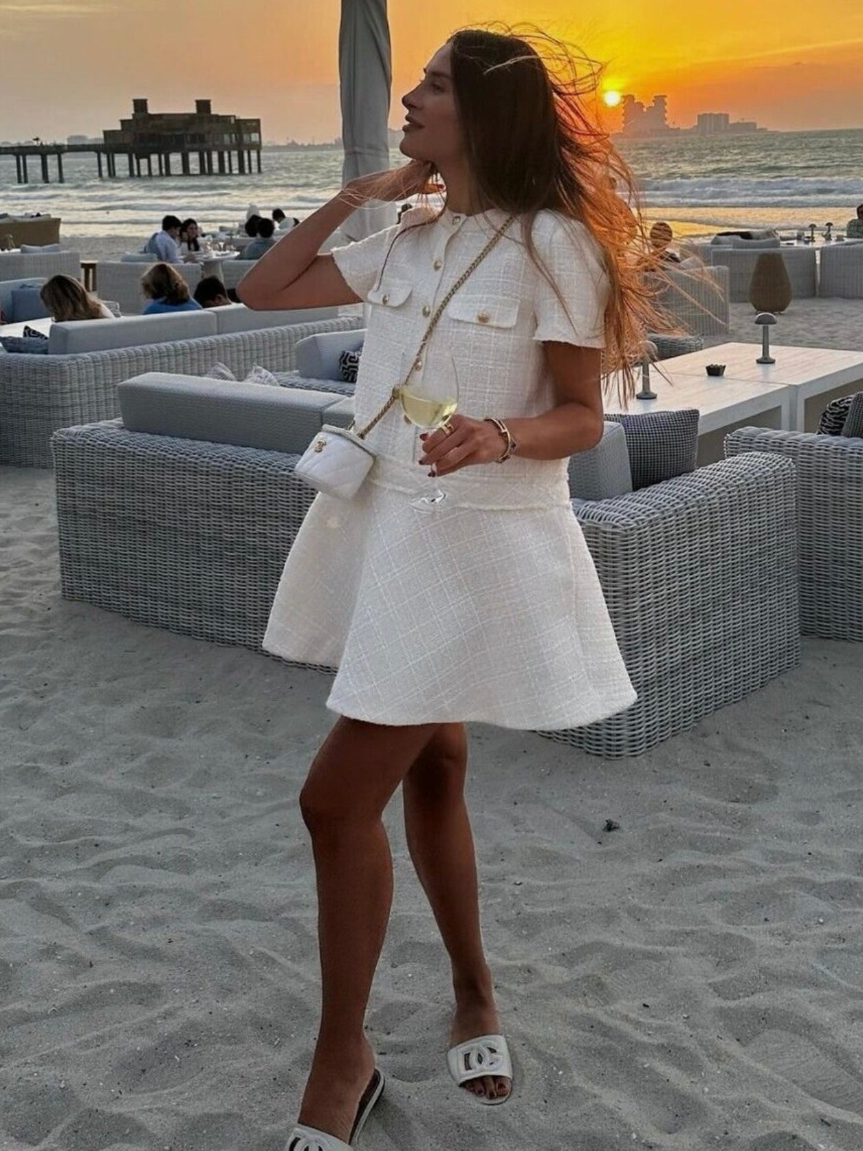 Ausgestelltes Tweed Minikleid
