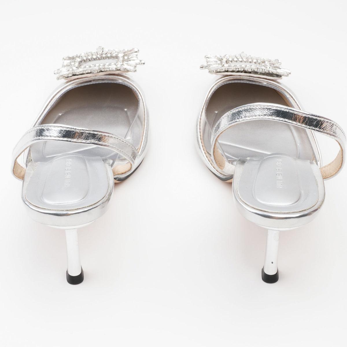 Silberne Slingback-Pumps mit filigranem Riemen - Sorentis