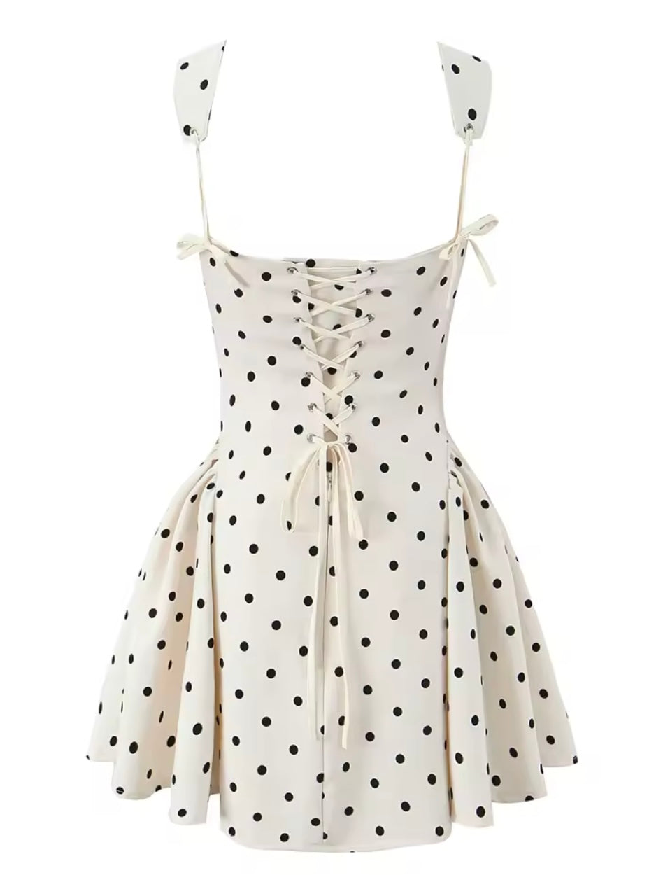 Polka Dot Kleid mit Rückenschnürun