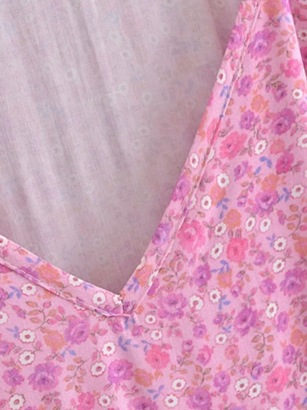 Langarm Blumenkleid mit Rüschen