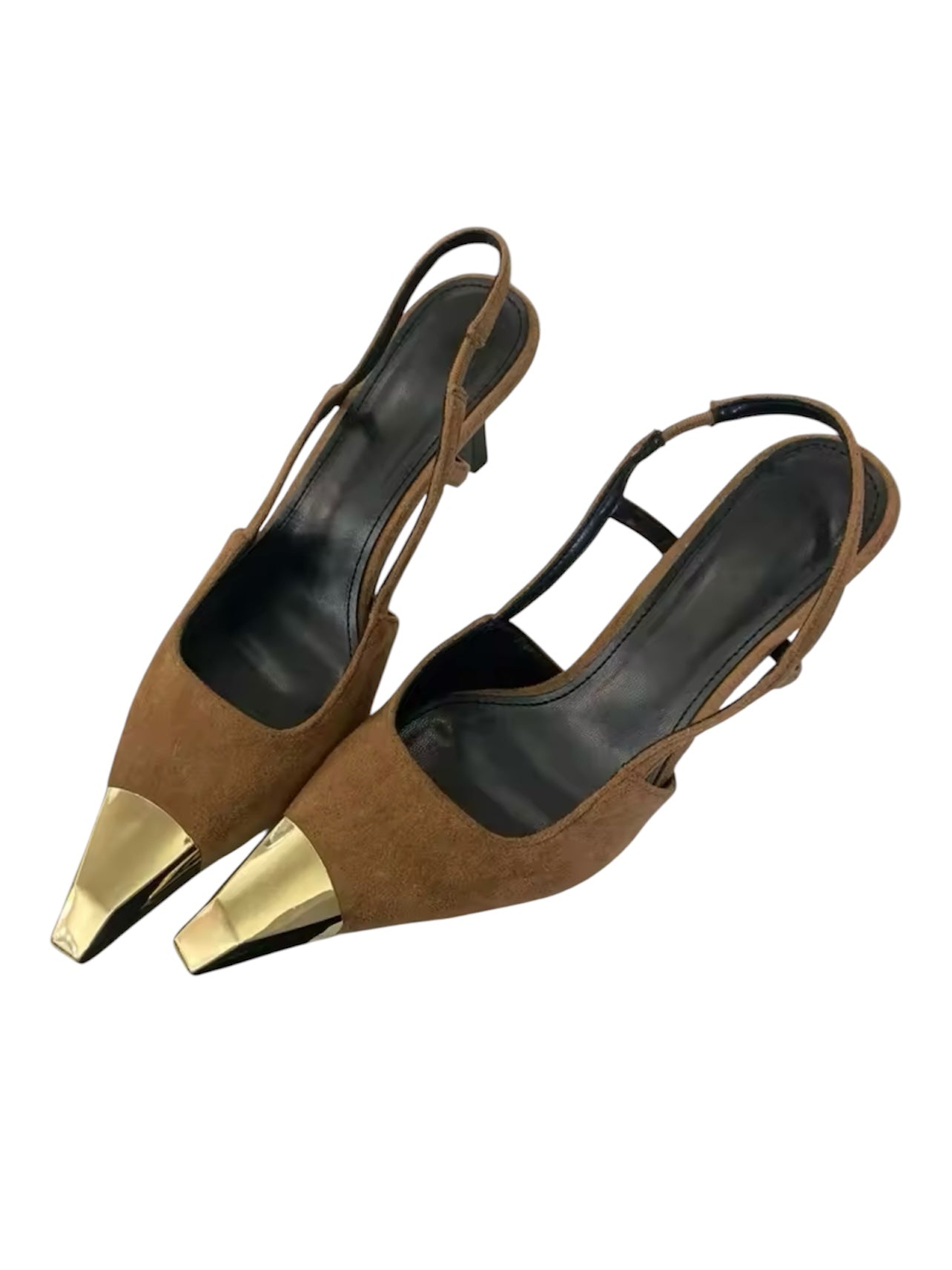 Slingback-Pumps mit Metallkappe