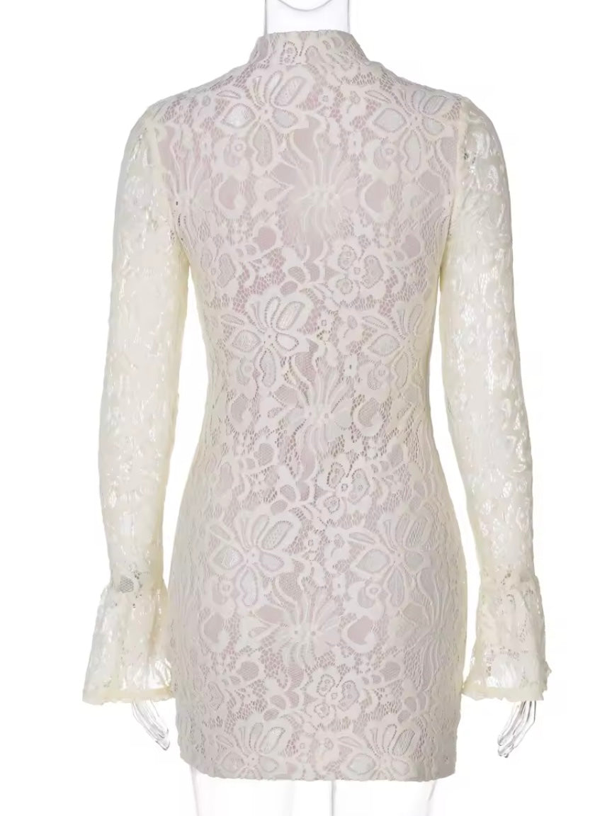 Langärmliges Minikleid aus Spitze
