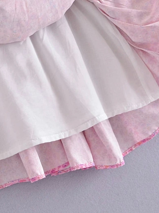 Langarm Blumenkleid mit Rüschen