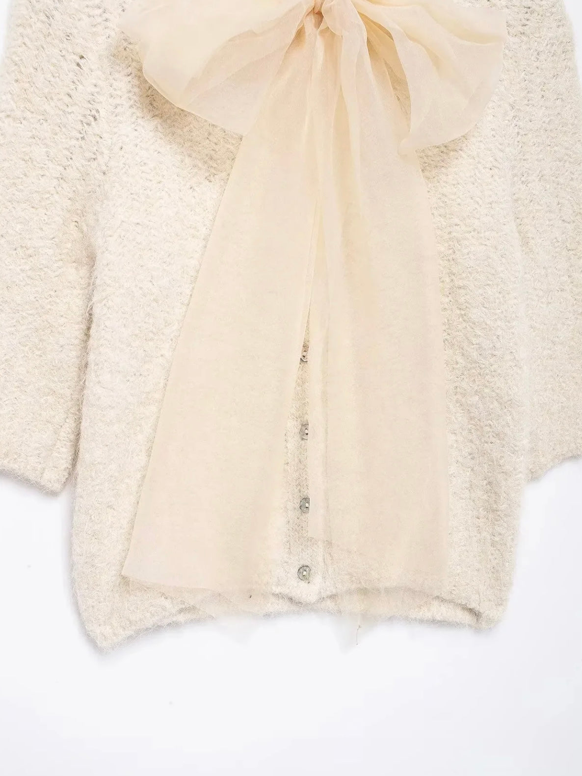 Strick Oberteil mit Schleife in Beige