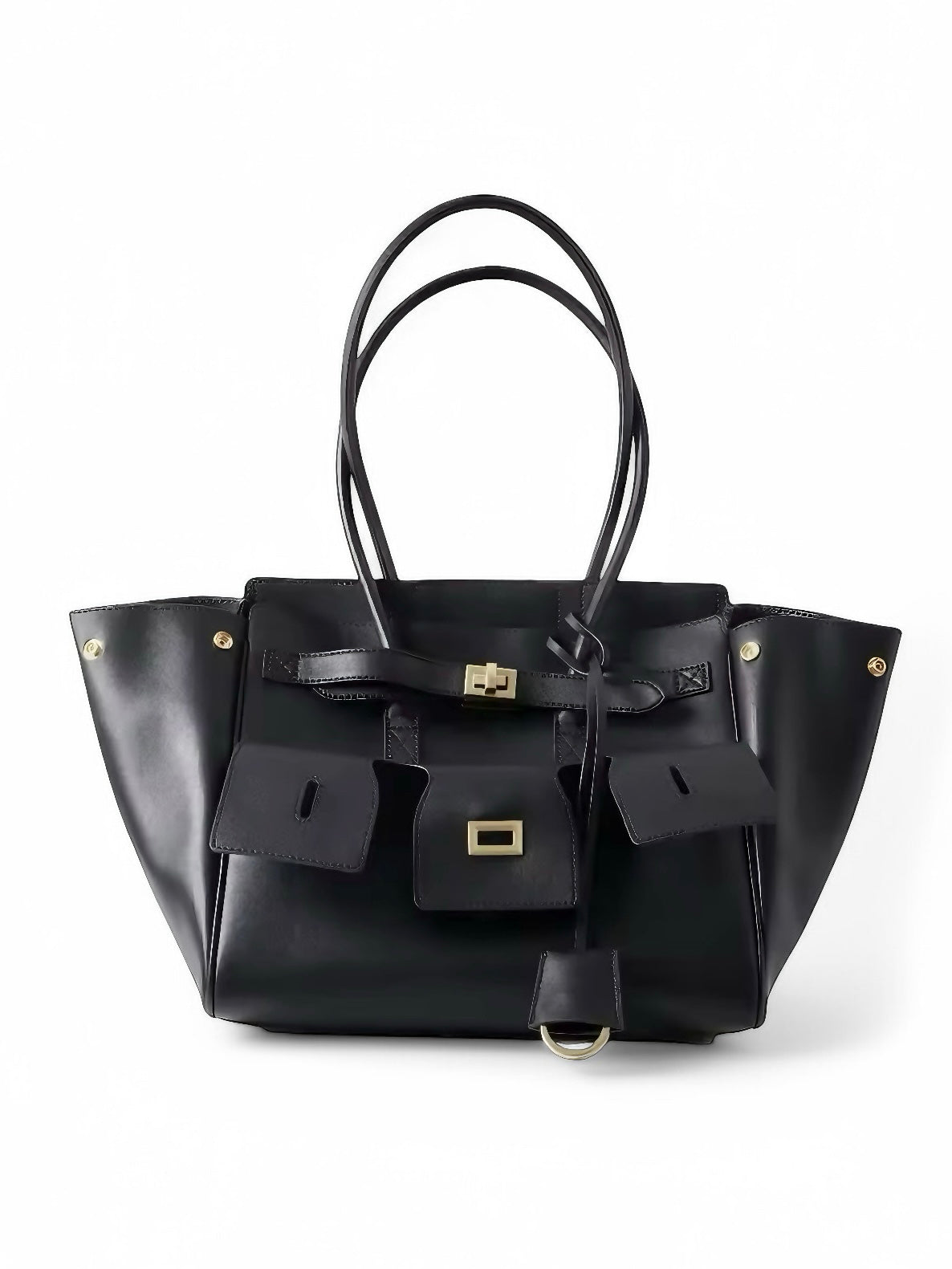 Large shopper with square buckle and silver details