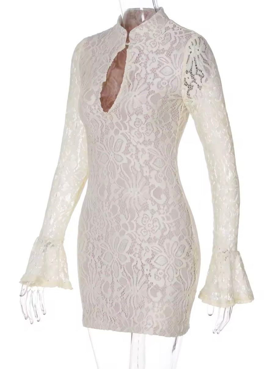 Langärmliges Minikleid aus Spitze