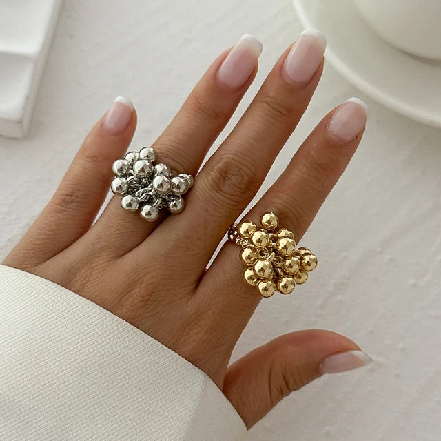 Perlenring in Gold & Silver