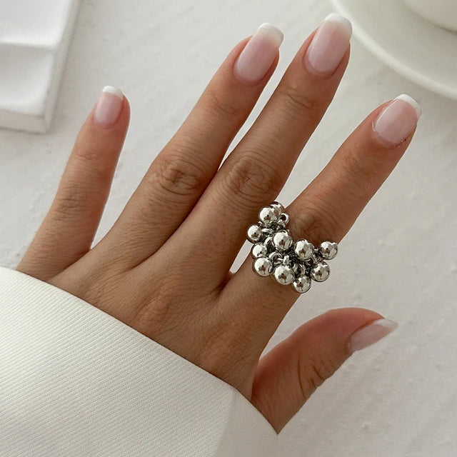 Perlenring in Gold & Silver