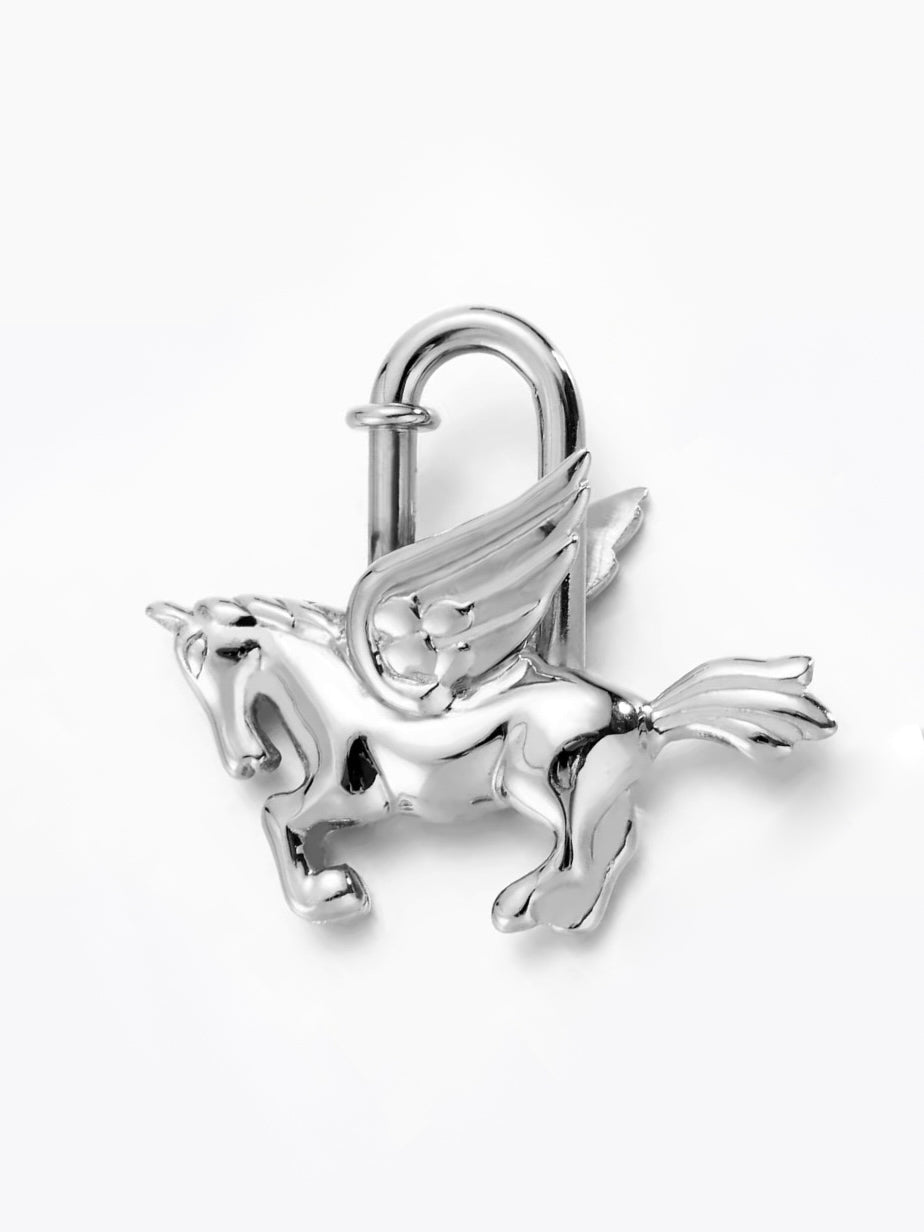 Pegasus Lock Chain Edelstahl Handtaschenanhänger Rarität für Birkin / Kelly Bag
