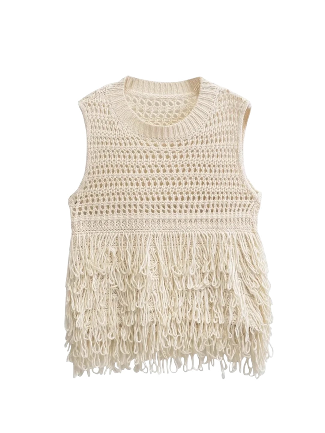 Strickweste mit Quasten