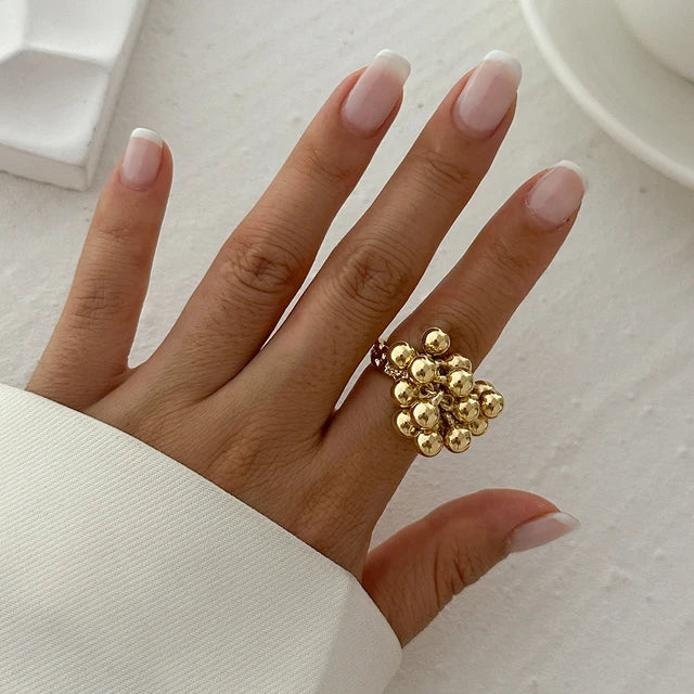 Perlenring in Gold & Silver