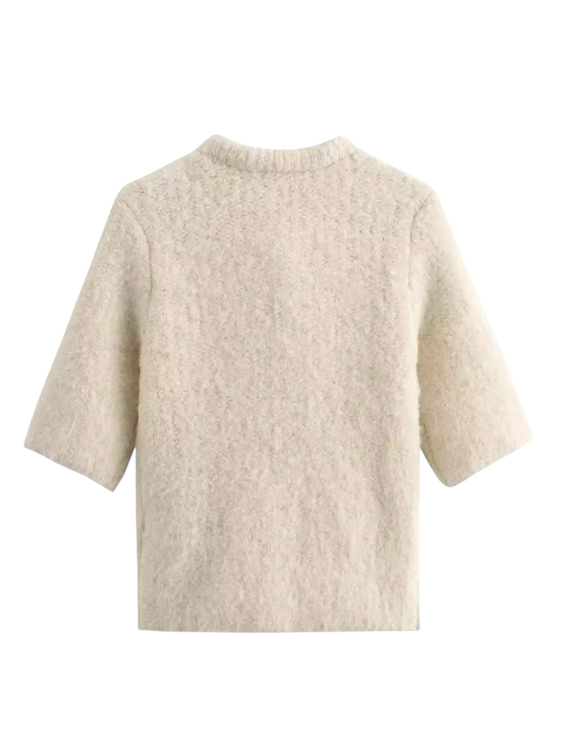 Strick Oberteil mit Schleife in Beige