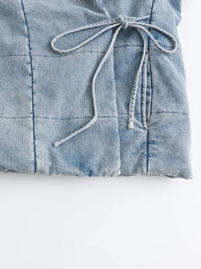 Denim Kimono-Jacke mit Taschen