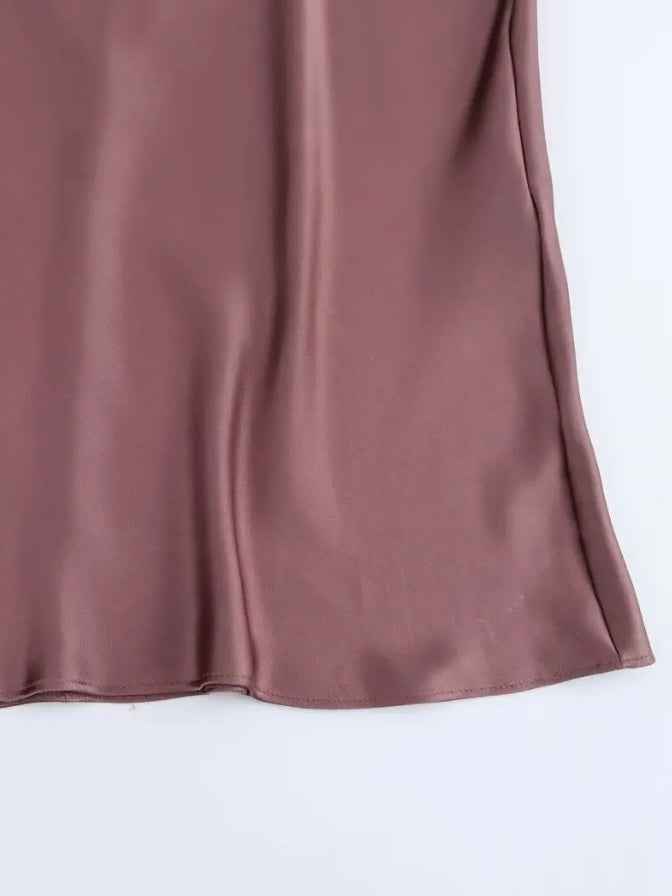 Spaghettiträger Satin Maxi-Kleid