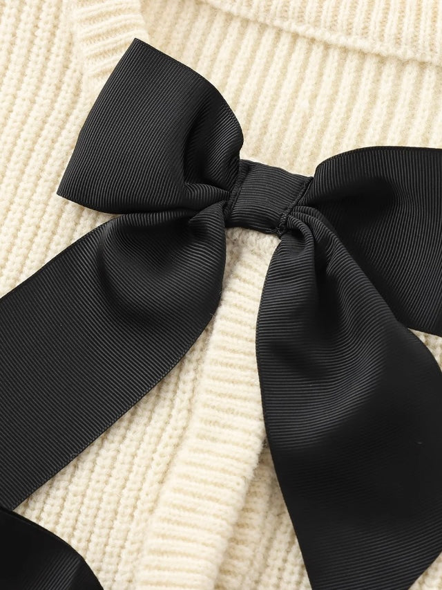 Strick Cardigan mit Kontrast Schleifen