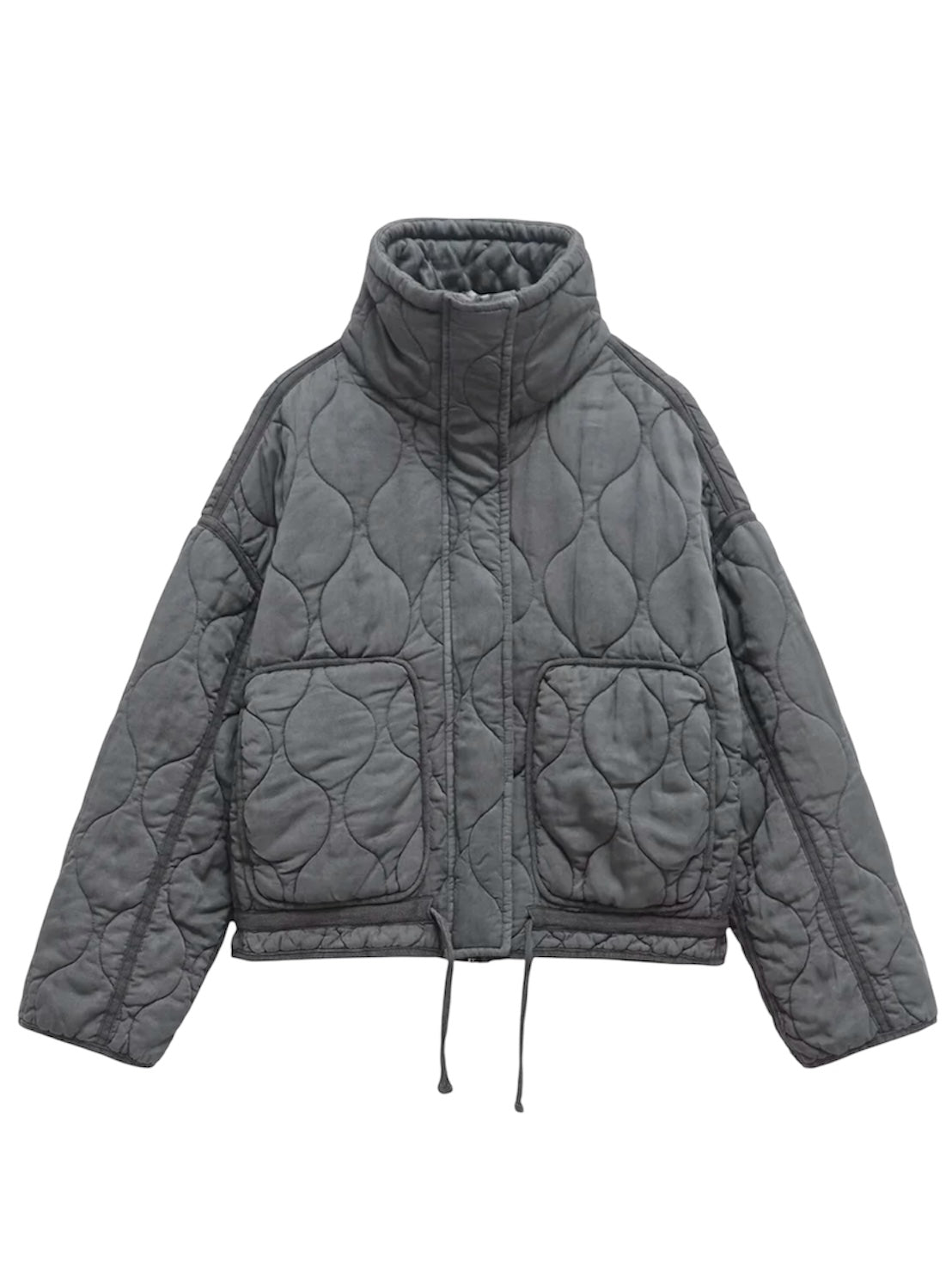Steppjacke mit hohem Kragen im Used-Look