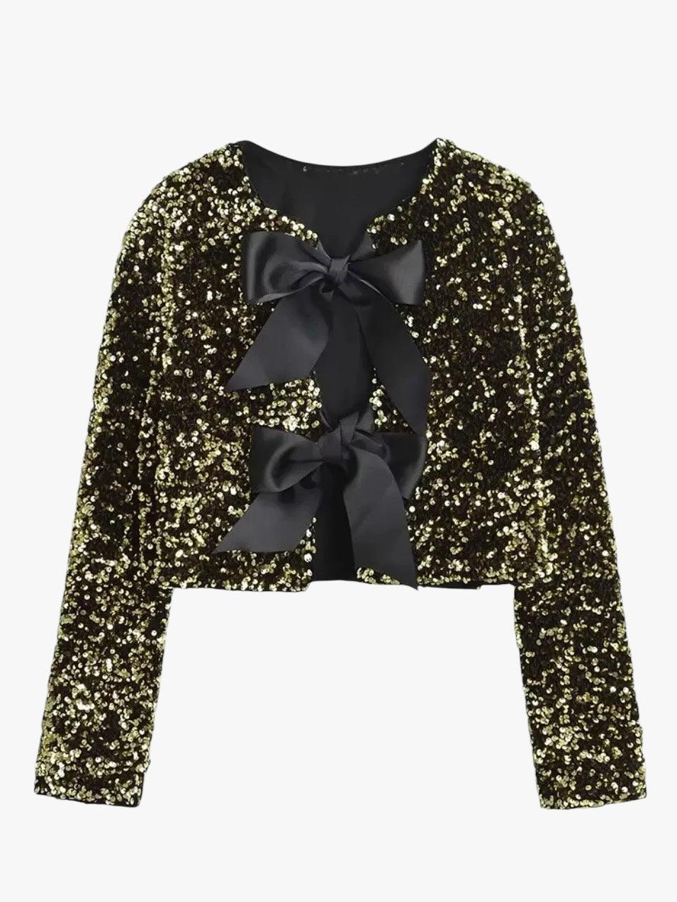 Pailletten Cardigan mit Schleifen - Sorentis