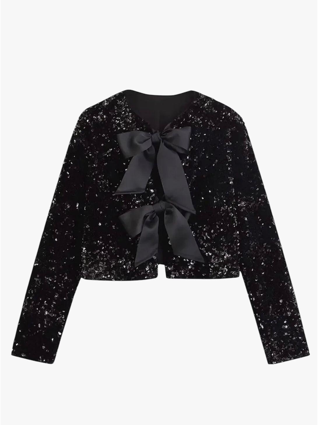 Pailletten Cardigan mit Schleifen - Sorentis