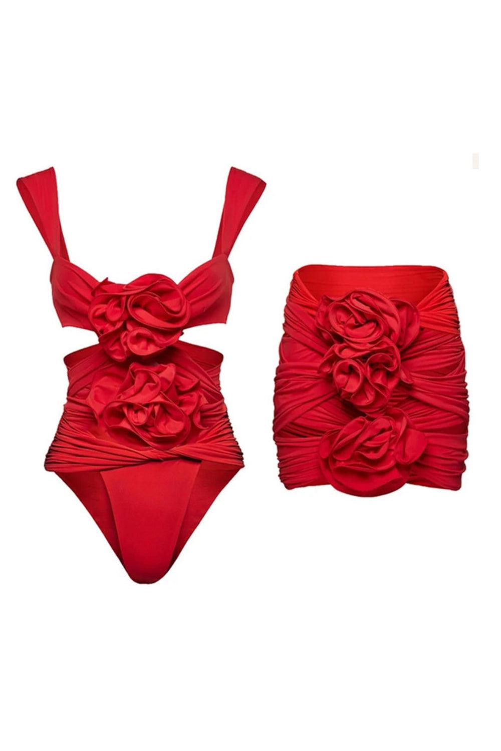 Sommerliches Strandset in Rot mit Rock - Sorentis