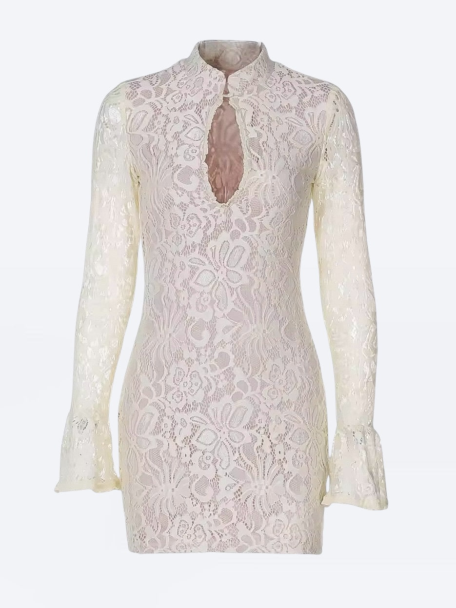 Langärmliges Minikleid aus Spitze