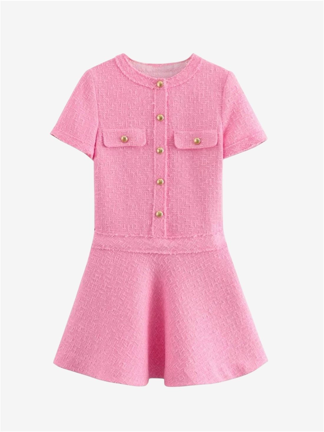 Ausgestelltes Tweed Minikleid