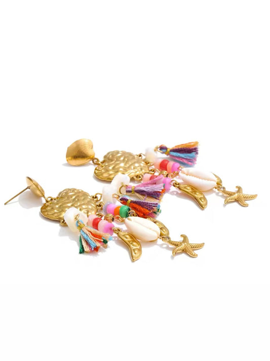 Hängeohrringe mit Muscheln & Edelstahl – Goldbeschichtet & Handgefertigt