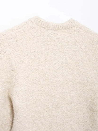 Strick Oberteil mit Schleife in Beige