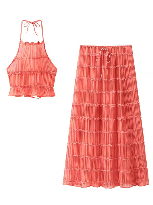 Transparenter Zweiteiler mit Neckholder-Top & Maxirock
