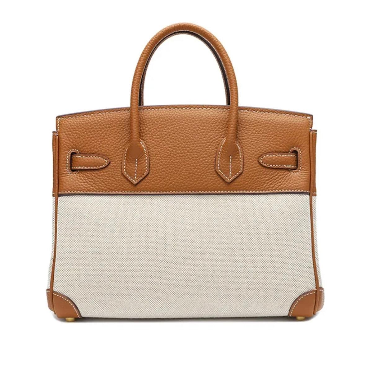 Hermé Noble-Echtleder combi canvas Handtasche 30cm - Sorentis