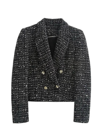Marmorierter Tweed-Blazer mit Knopfleiste