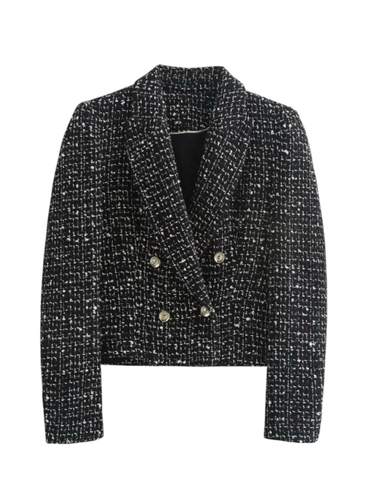 Marmorierter Tweed-Blazer mit Knopfleiste