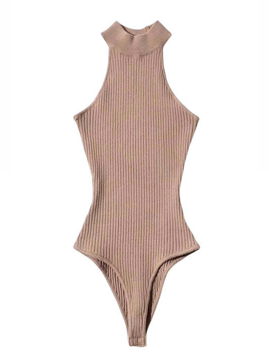 Komfortabler Taillierter High-Neck Rib-Strick Bodysuit