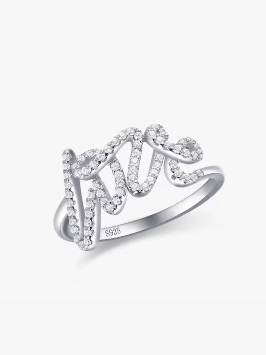 LOVE Ring aus 925 Silber mit Zirkonsteinen