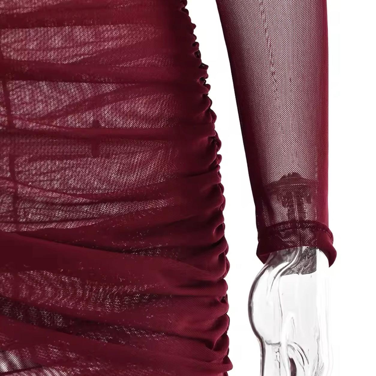 Mesh Burgundy Maxikleid - Sorentis