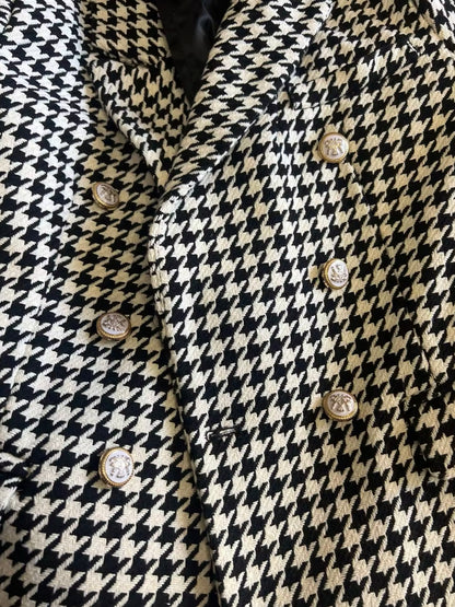 Tweed Blazer mit Hahnentrittmuster