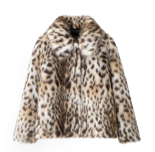 Faux-Fur Leoparden Jacke