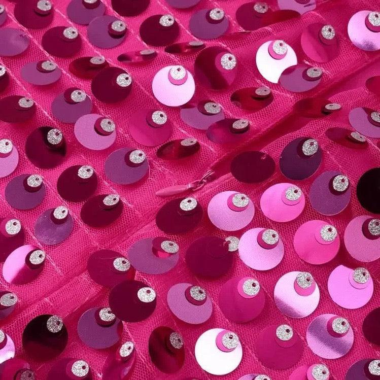 Schimmerndes Pailletten Midikleid in Fuchsia mit Reißverschluss - Sorentis