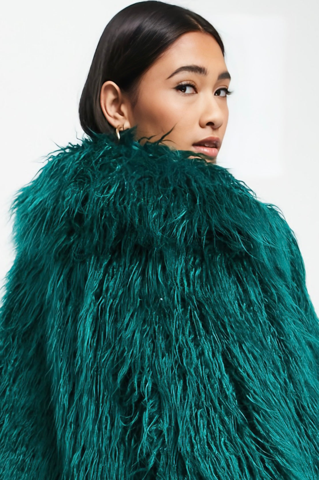 Mongolischer Faux-Fur Maxi Mantel mit Gürtel